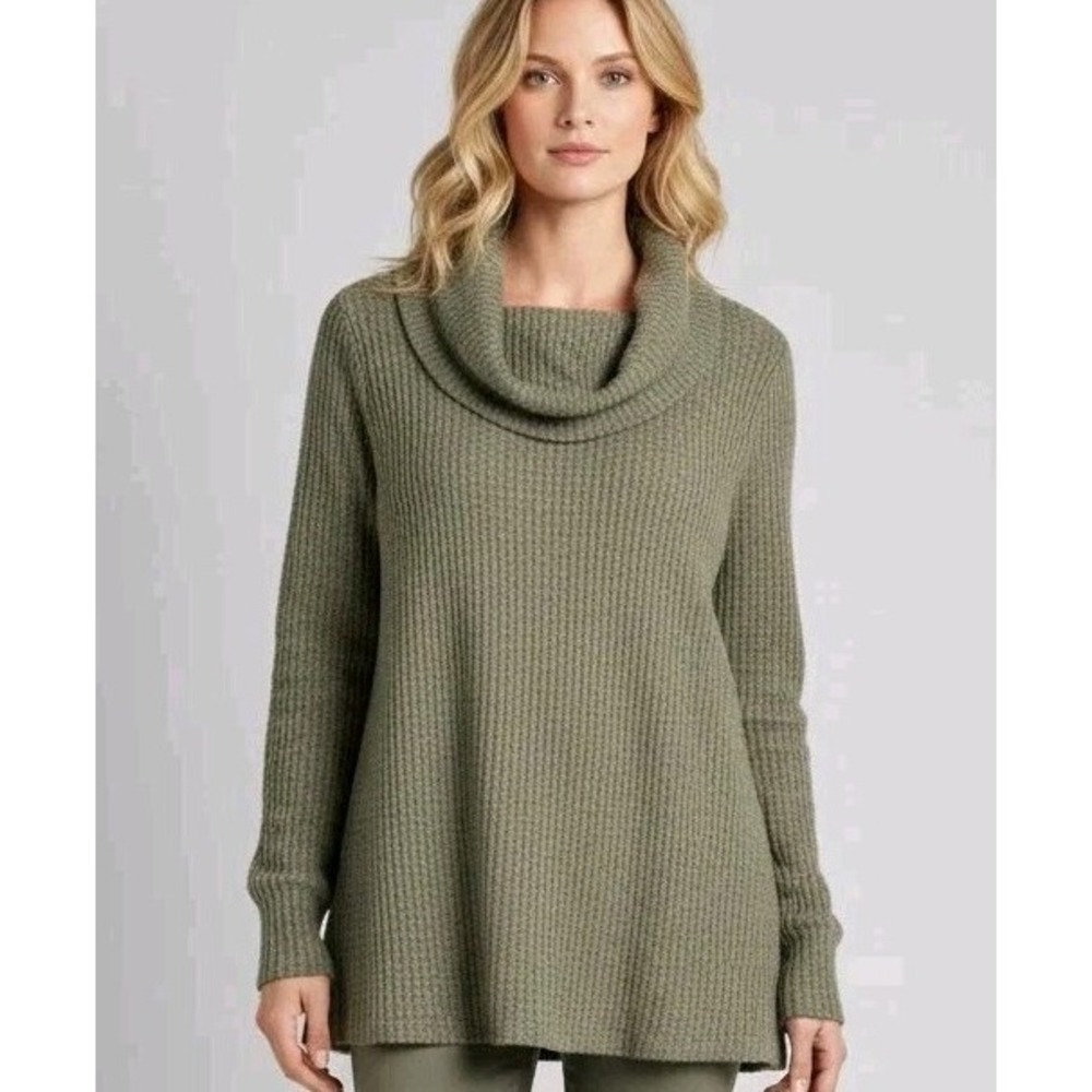 Torrid Size 3 3X 22-24‎ Brushed Waffle Cowl Neck Top Lightweight Sweater Olive